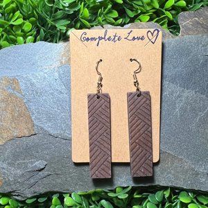 Handcrafted Large Etched Wood Earrings, Boho Statement Wooden Earring